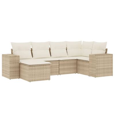 vidaXL Set Divano da Giardino 6 pz con Cuscini Beige in Polyrattan