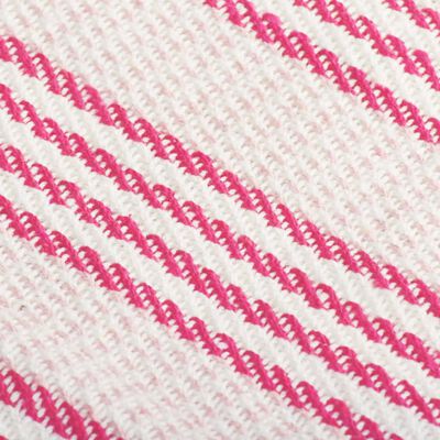 vidaXL Copriletto in Cotone a Righe 220x250 cm Rosa e Bianco