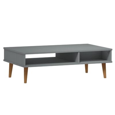 vidaXL Tavolino MOLDE Grigio 100x55x31 cm in Legno Massello di Pino