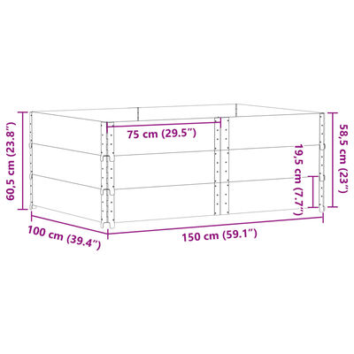 vidaXL Fioriera da Giardino Nera 150x100 cm in Legno Massello di Pino