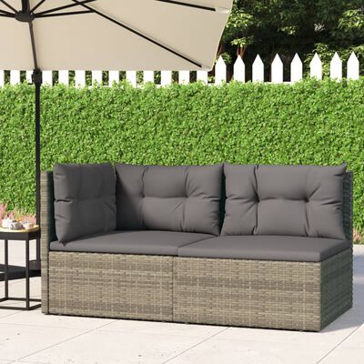 vidaXL Set di Divani da Giardino 2 pz con Cuscini in Polyrattan Grigio