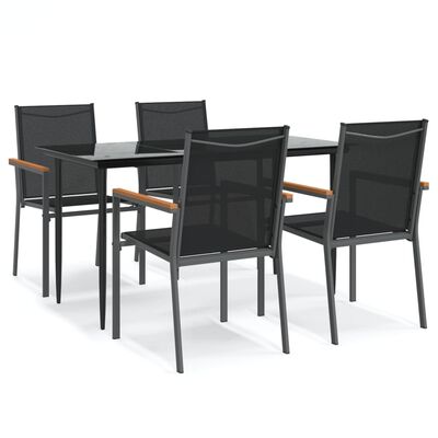 vidaXL Set da Pranzo da Giardino 5 pz Nero in Textilene e Acciaio