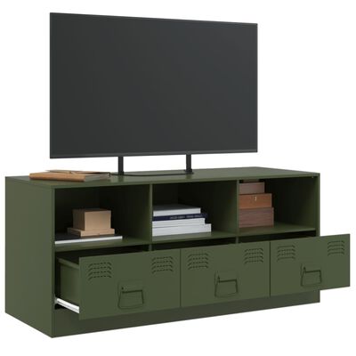 vidaXL Mobile TV Verde Oliva 99x39x44 cm in Acciaio