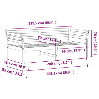 vidaXL Dormeuse senza Materasso Marrone Cera 80x200 cm Legno di Pino