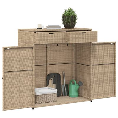 vidaXL Armadietto Portaoggetti Giardino Beige 105x55x113cm Polyrattan