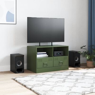 vidaXL Mobile TV Verde Oliva 67x39x44 cm in Acciaio