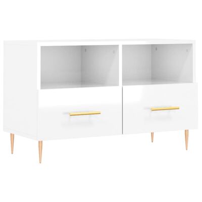 vidaXL Mobile Porta TV Bianco Lucido 80x36x50 cm in Legno Multistrato