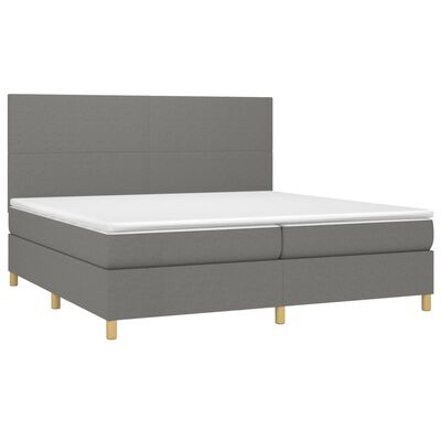 vidaXL Letto a Molle Materasso e LED Grigio Scuro 200x200cm in Tessuto