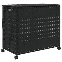 vidaXL Cesto Portabiancheria con Ruote Nero 66x35x60 cm Rattan