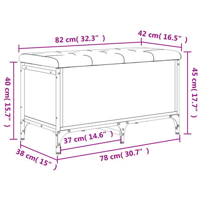 vidaXL Panca Portaoggetti Rovere Sonoma 82x42x45 cm Legno Multistrato