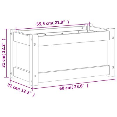 vidaXL Fioriera Giardino Marrone Cera 60x31x31 cm Legno Massello Pino