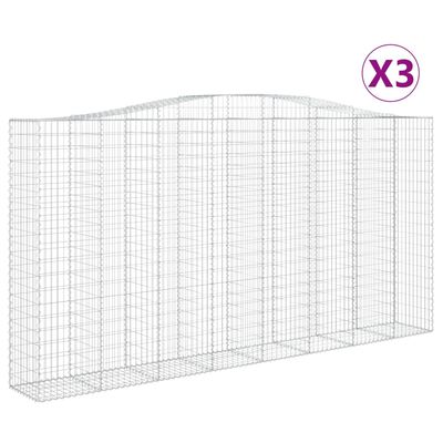 vidaXL Cesti Gabbioni ad Arco 3 pz 400x50x200/220 cm Ferro Zincato