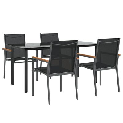 vidaXL Set da Pranzo da Giardino 5 pz Nero in Textilene e Acciaio