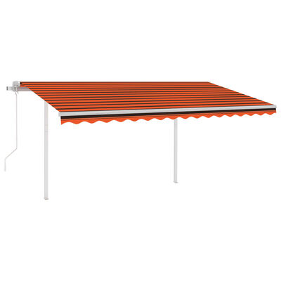 vidaXL Tenda da Sole Retrattile Automatica Pali 4,5x3m Arancio Marrone