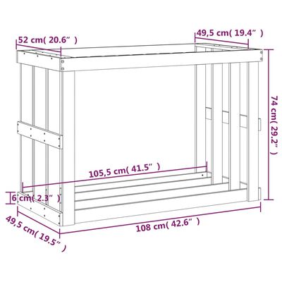 vidaXL Portaceppi da Esterno Bianco 108x52x74 cm Legno Massello Pino