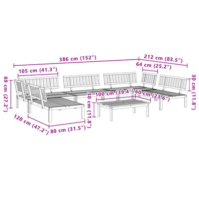 vidaXL Set Divano Pallet da Giardino 6 pz in Legno Massello di Acacia