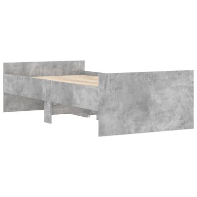 vidaXL Giroletto con Cassetti Grigio Cemento 75x190 cm Small Single