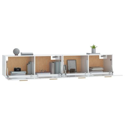 vidaXL Mobili Parete 2pz Bianco Lucido 100x36,5x35cm Legno Multistrato