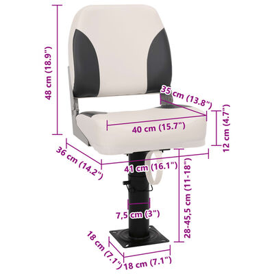 vidaXL Sedile per Barca con Supporto Altezza Regolabile Girevole 360°