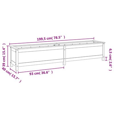 vidaXL Fioriera Rialzata da Giardino Nera 199,5x40x39 cm Massello Pino