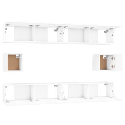 vidaXL Set di Mobili Porta TV 6 pz Bianco Lucido in Legno Multistrato