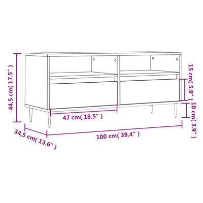 vidaXL Mobile Porta TV Grigio Sonoma 100x34,5x44,5cm Legno Multistrato