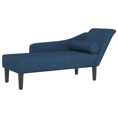 vidaXL Chaise Longue con Cuscini Blu in Tessuto