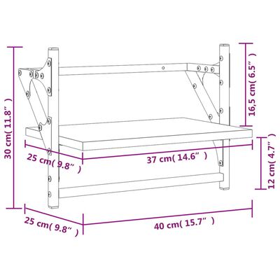 vidaXL Mensole a Parete con Aste 2pz Rovere Marrone 40x25x30 cm