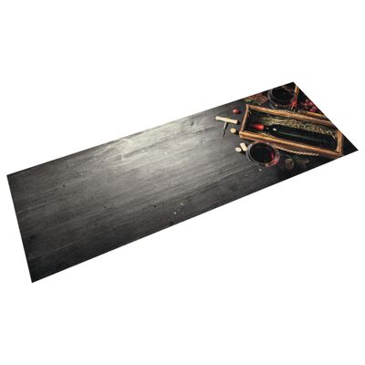 vidaXL Tappeto da Cucina Lavabile Bottiglia Vino 60x180 cm in Velluto