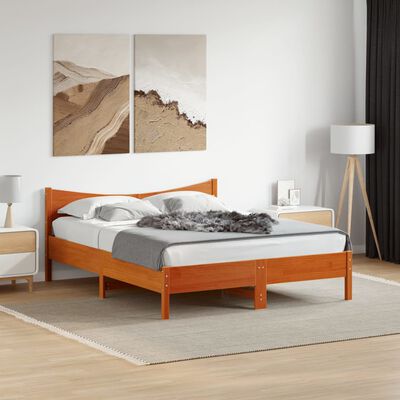 vidaXL Giroletto senza Materasso Marrone Cera 150x200 cm Legno di Pino