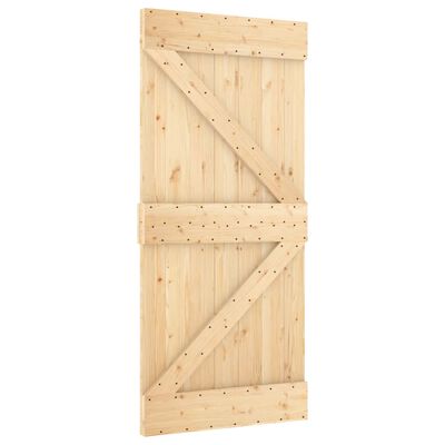 vidaXL Porta Scorrevole con Set Hardware 90x210 cm Legno Massello Pino