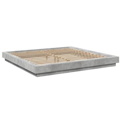 vidaXL Giroletto Luci LED Grigio Cemento 180x200 cm Legno Multistrato