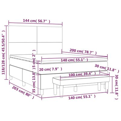 vidaXL Giroletto a Molle con Materasso Nero 140x200 cm in Similpelle