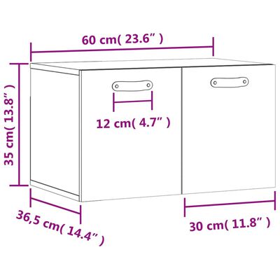 vidaXL Mobile a Parete Rovere Fumo 60x36,5x35 cm in Legno Multistrato