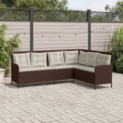 vidaXL Divano da Giardino con Cuscini a L Marrone in Polyrattan