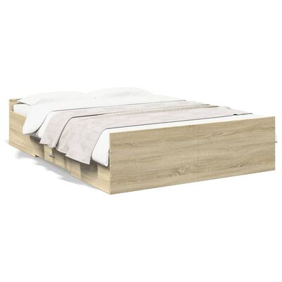 vidaXL Giroletto Cassetti Rovere Sonoma 120x200 cm Legno Multistrato