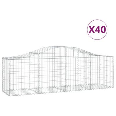 vidaXL Cesti Gabbioni ad Arco 40 pz 200x50x60/80 cm Ferro Zincato