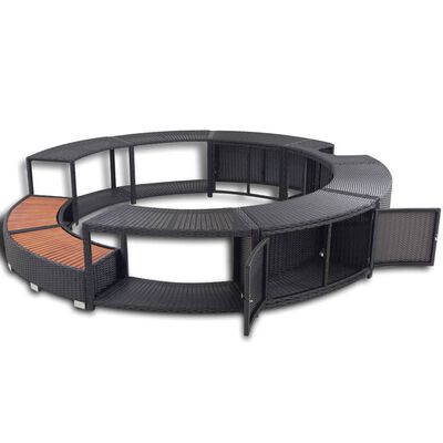 vidaXL Bordo per Vasca da Spa in Polyrattan Nero