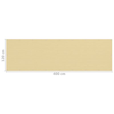 vidaXL Paravento da Balcone Beige 120x400 cm in HDPE