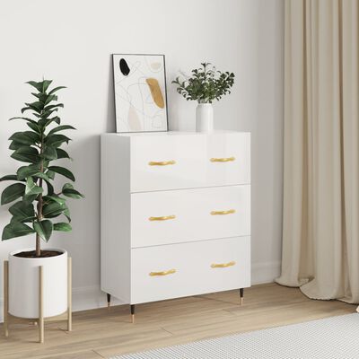 vidaXL Credenza 69,5x34x90 cm in Legno Multistrato Bianco Lucido