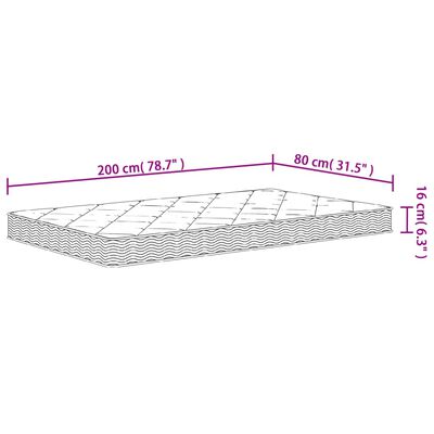 vidaXL Materasso in Schiuma Mediamente Morbido 80x200 cm