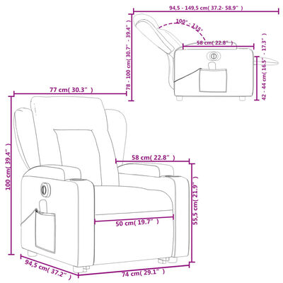 vidaXL Poltrona Alzapersona Elettrica Reclinabile Crema in Similpelle