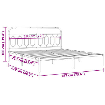 vidaXL Giroletto con Testiera Metallo Bianco 183x213 cm