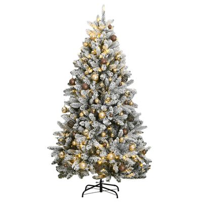 vidaXL Albero Natale Incernierato con 300 LED e Palline 210 cm