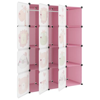 vidaXL Scaffale Portaoggetti per Bambini con 12 Cubi Rosa in PP