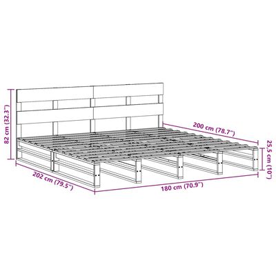 vidaXL Letto senza Materasso Bianco 180x200 cm Legno Massello di Pino