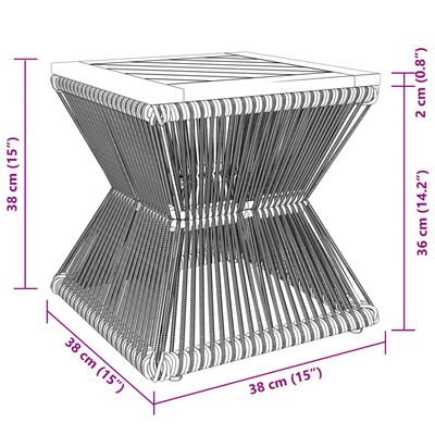 vidaXL Tavolino Base in Filo Metallico Nero 38x38x38cm Massello Acacia