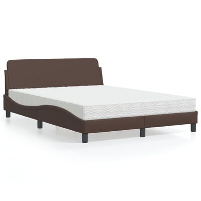 vidaXL Letto con Materasso Marrone 140x200cm in Similpelle