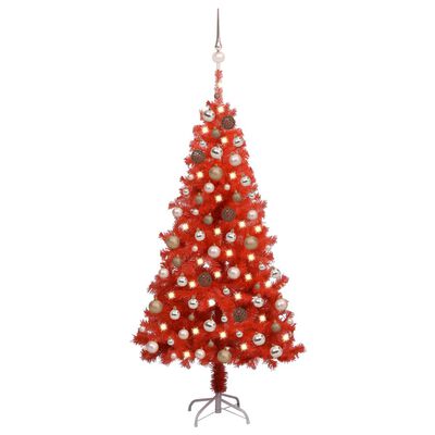 vidaXL Albero di Natale Preilluminato con Palline Rosso 150 cm PVC