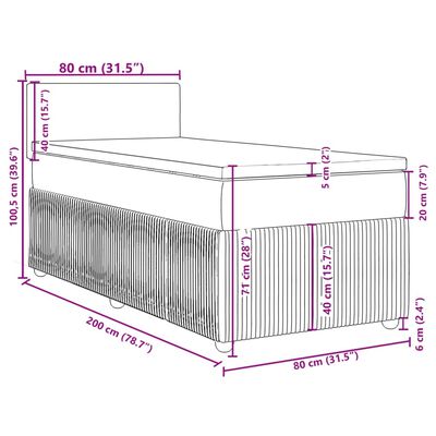 vidaXL Giroletto a Molle con Materasso Crema 80x200 cm inTessuto